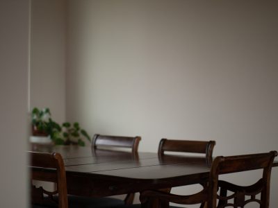 empty black wooden dining set